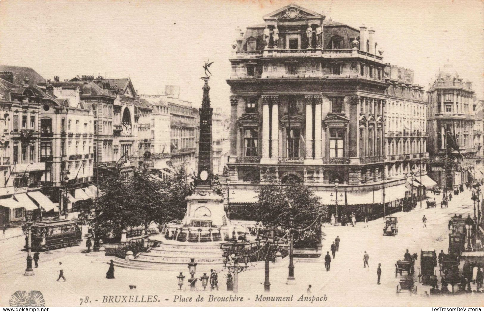 BELGIQUE - Bruxelles - Place De Brouckère - Monument Anspach - Carte Postale Ancienne - Marktpleinen, Pleinen