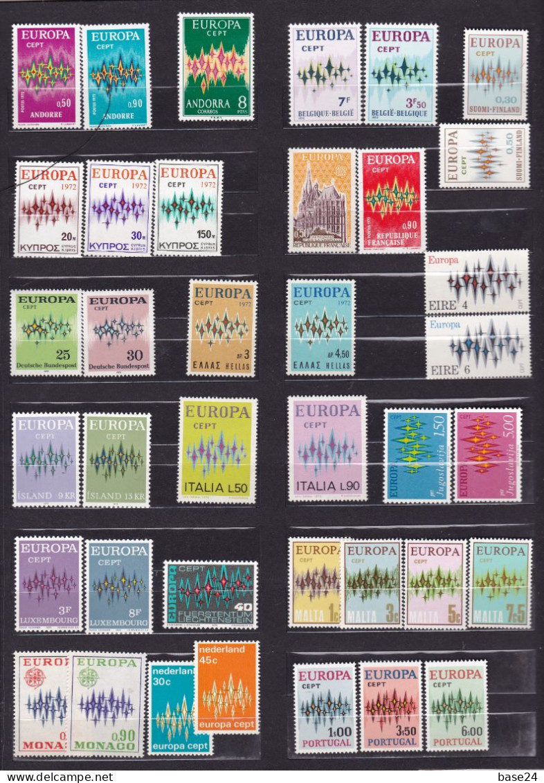 1972 EUROPA CEPT EUROPE ANNATA MNH** YEAR 22 Paesi, 46 Valori, Aurora Boreale Con 14 Stelle 14 Stars Northern Lights - 1972