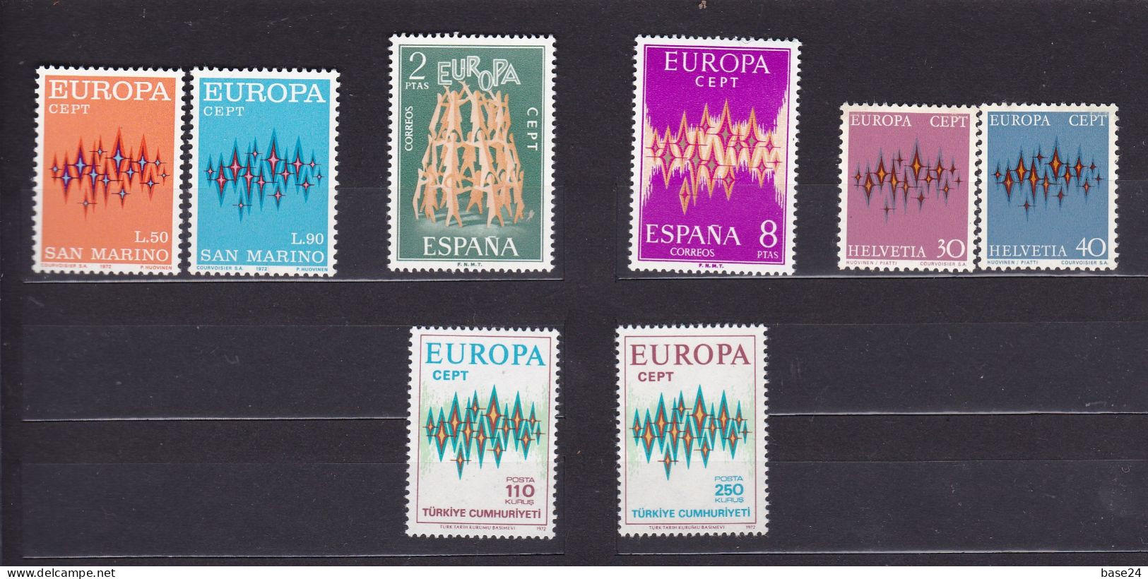 1972 EUROPA CEPT EUROPE ANNATA MNH** YEAR 22 Paesi, 46 Valori, Aurora Boreale Con 14 Stelle 14 Stars Northern Lights - 1972