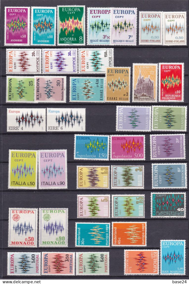 1972 EUROPA CEPT EUROPE ANNATA MNH** YEAR 22 Paesi, 46 Valori, Aurora Boreale Con 14 Stelle 14 Stars Northern Lights - 1972