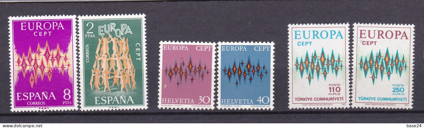 1972 EUROPA CEPT EUROPE ANNATA MNH** YEAR 22 Paesi, 46 Valori, Aurora Boreale Con 14 Stelle 14 Stars Northern Lights - 1972