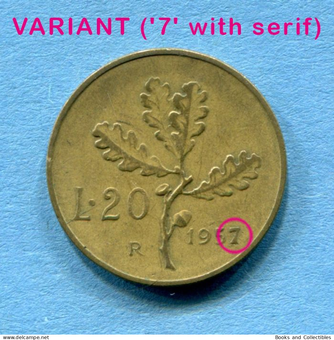 ITALIA - 20 Lire 1957 - VARIANTE ('7' Con Grazie) - KM# 97.1 * Rif. 0028 - 20 Liras