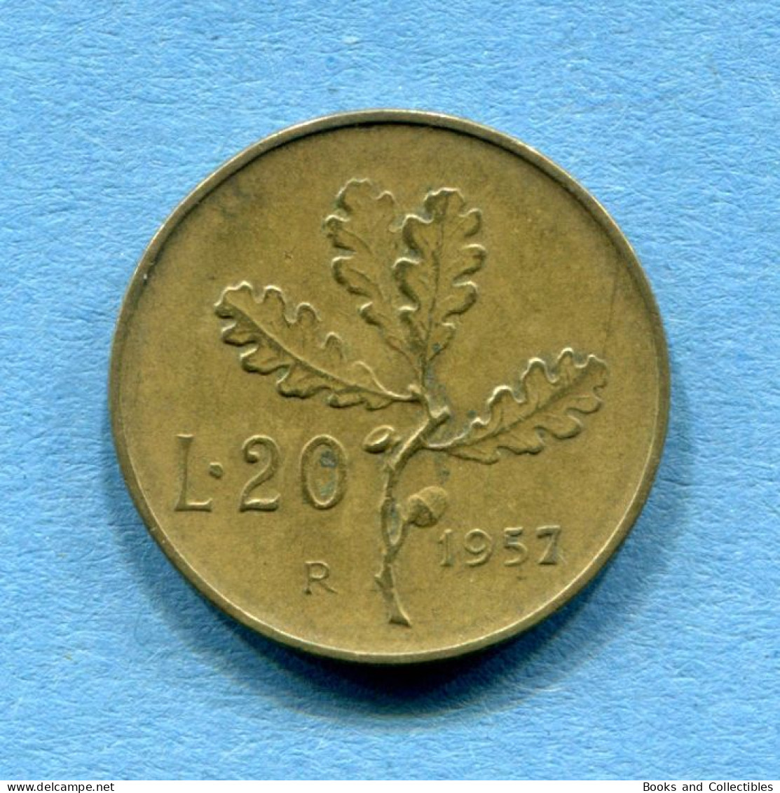 ITALIA - 20 Lire 1957 - VARIANTE ('7' Con Grazie) - Diam: 21,25 Mm, KM# 97.1 * Rif. 0029 - 20 Liras