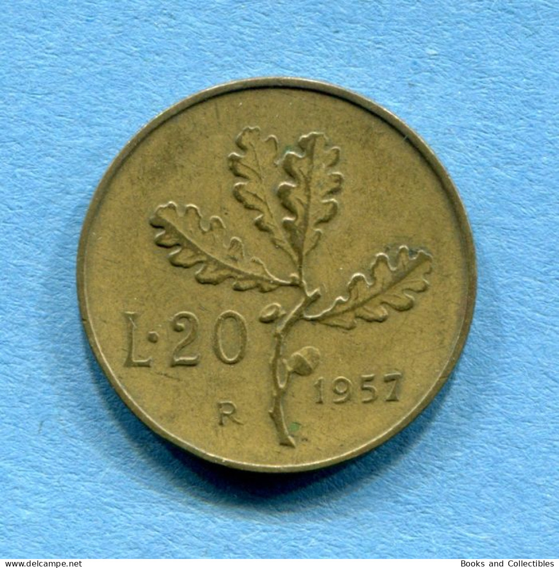 ITALIA - 20 Lire 1957 - VARIANTE ('7' Con Grazie) - Diam: 21,25 Mm, KM# 97.1 * Rif. 0036 - 20 Liras