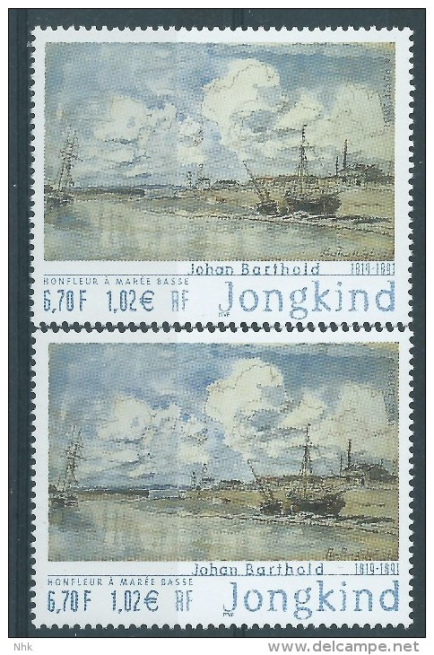 [03] Variété : N° 3429 Jongkind Nuages Jaunes Au Lieu De Rosés + Normal  ** - Unused Stamps