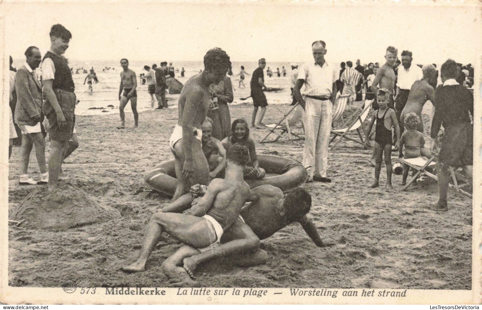 BELGIQUE - Middelkerke - La Lutte Sur La Plage - Carte Postale Ancienne - Middelkerke