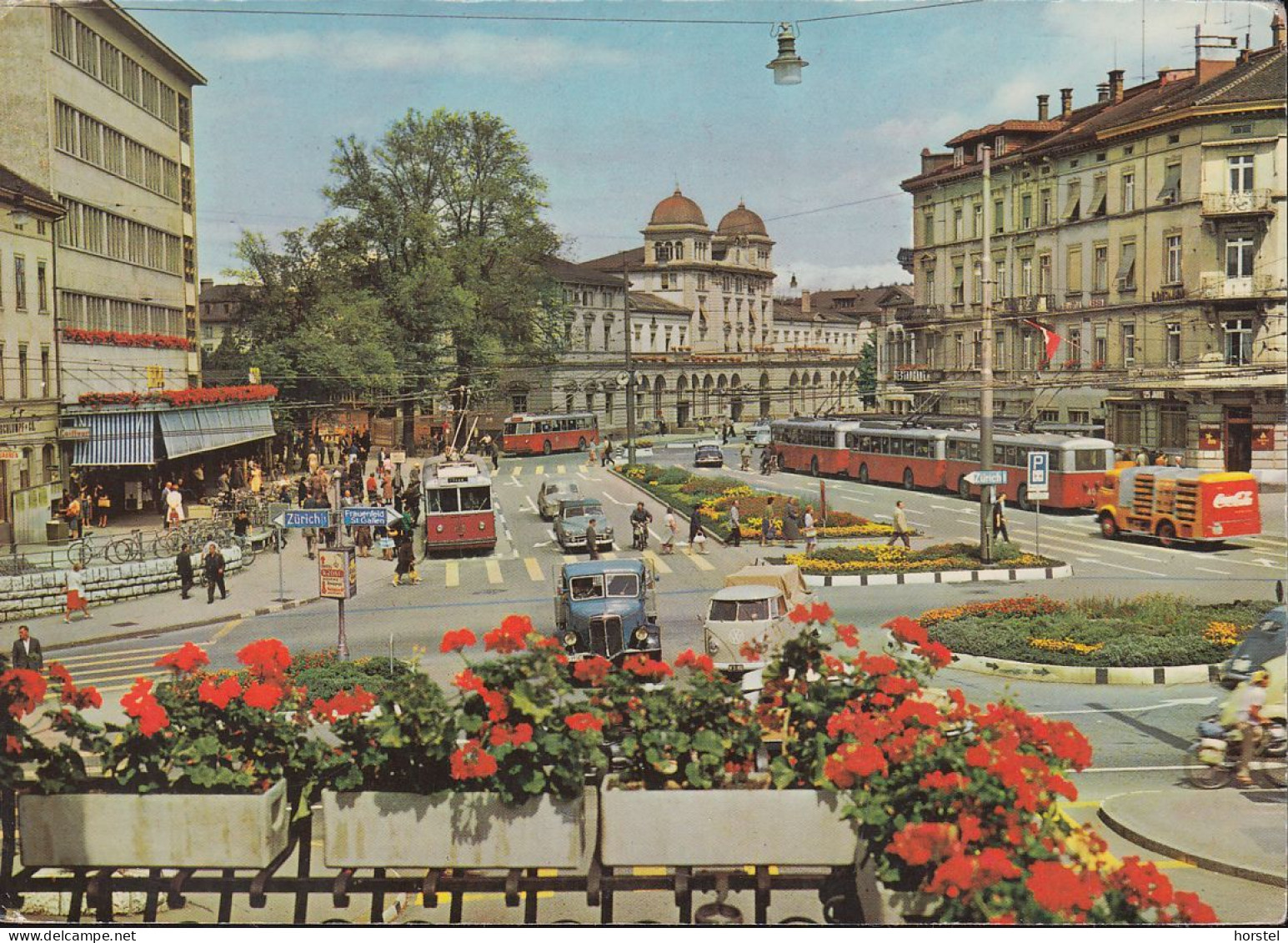 Schweiz - 8400 Winterthur - Bahnhofplatz - Cars - VW Bus - Trolleybus - LKW "Coca Cola" - Nice Stamp 1964 - Winterthur
