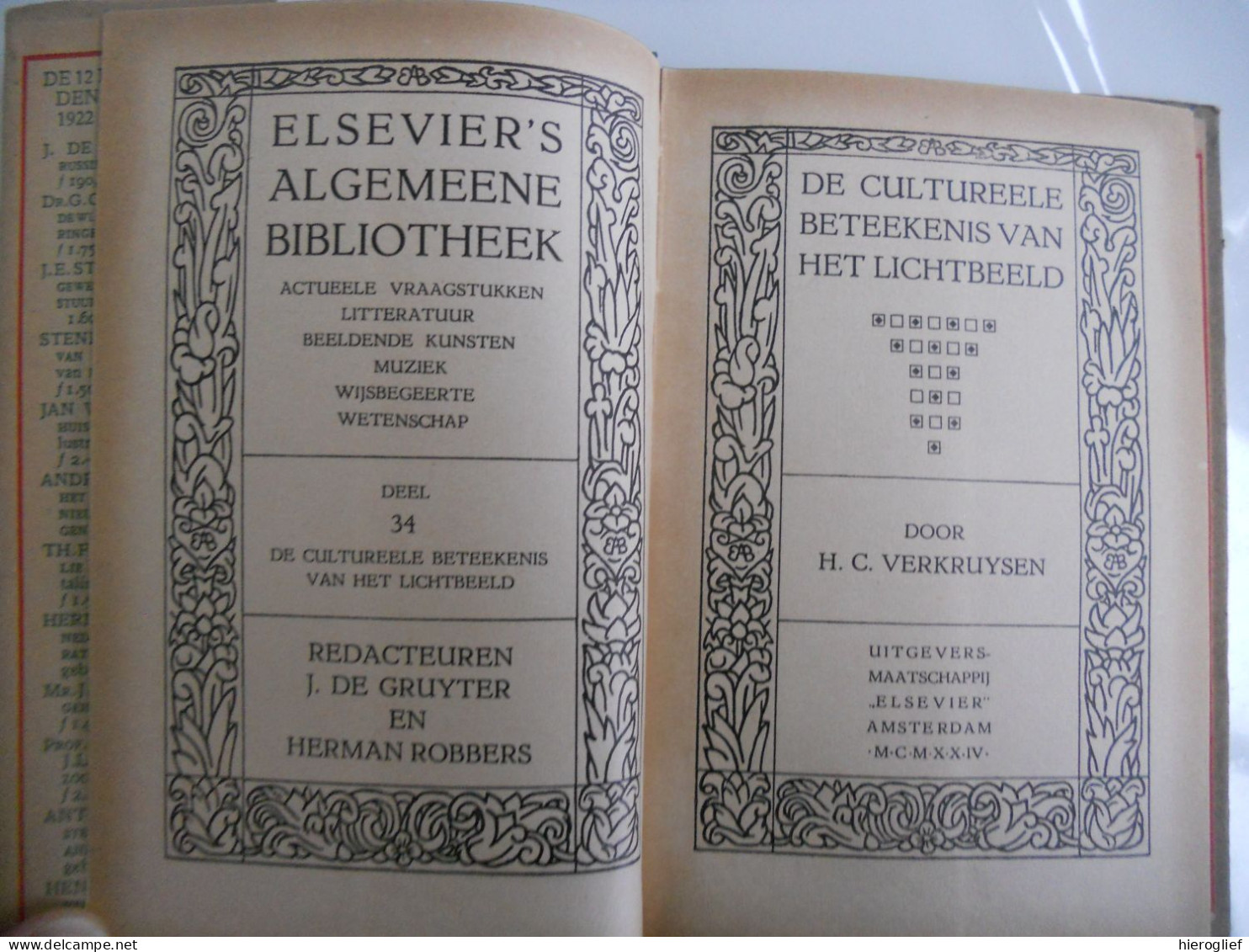 DE CULTUREELE BETEEKENIS Van Het LICHTBEELD Door H.C. Verkruysen 1923 Culturele Betekenis - Storia