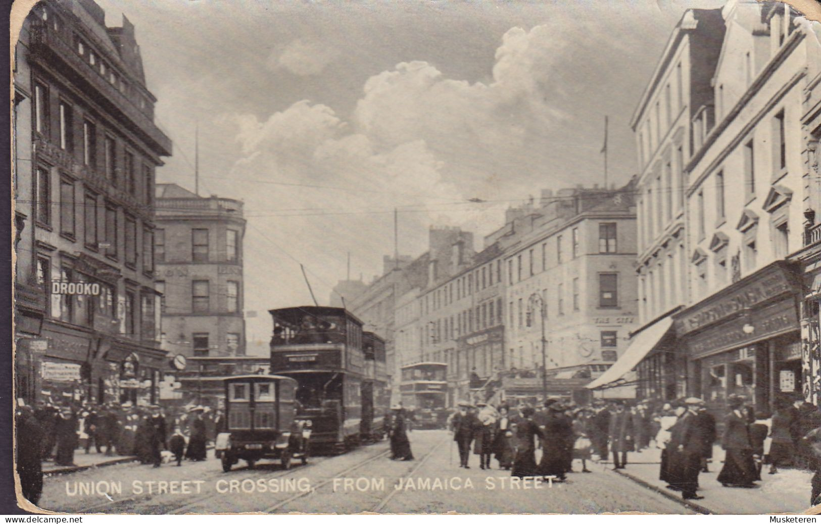 United Kingdom PPC Scotland Glasgow Union Street Crossing From Jamaica Street Tram Tramways (2 Scans) - Lanarkshire / Glasgow