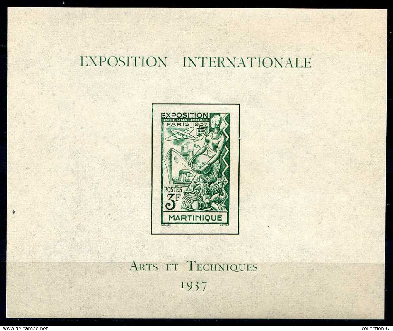 Réf 81 < MARTINIQUE < BF N° 1 * * Luxe - MNH * * < Bloc Exposition Paris 1937 Arts Et Techniques - Hojas Y Bloques