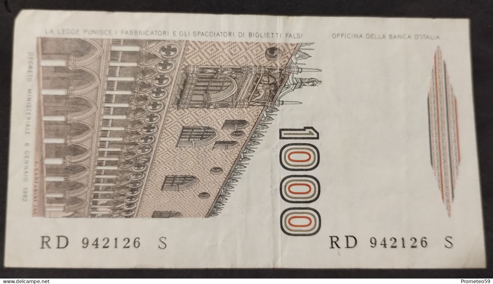 Italia – Billete Banknote De 1.000 Liras – 1982 - 1000 Liras