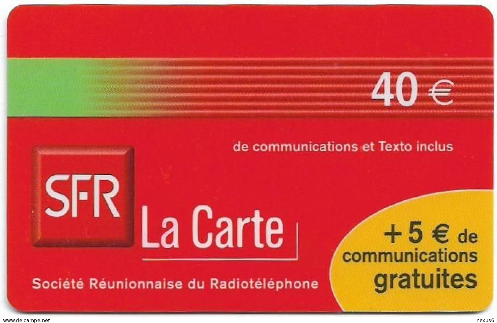 Reunion - SFR - La Carte Red (Green Band), Exp.12.2003, GSM Refill 40+5€, Used - Réunion