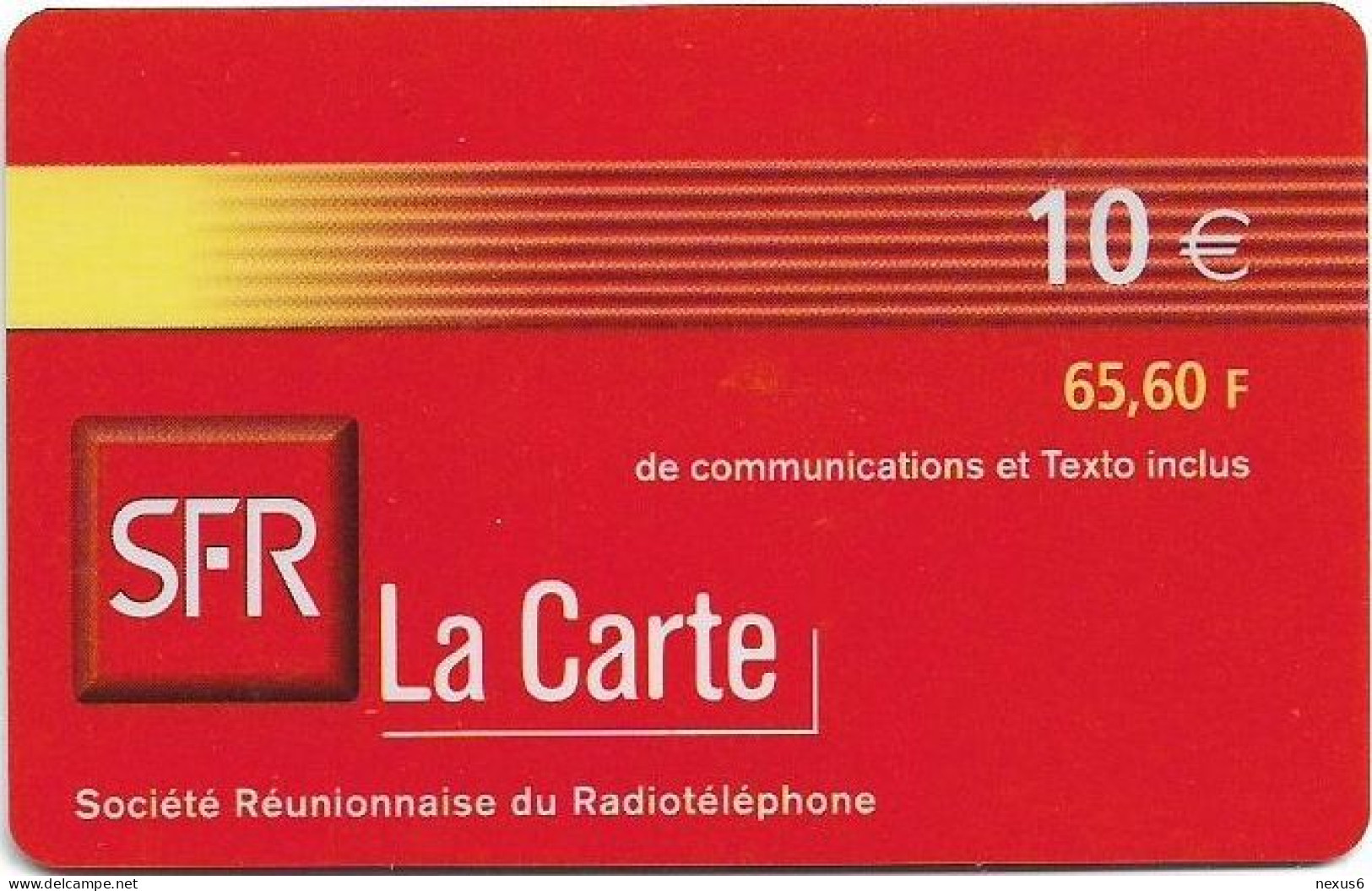 Reunion - SFR - La Carte Red (Yellow Band), Exp.12.2003, GSM Refill 10€, Used - Reunion