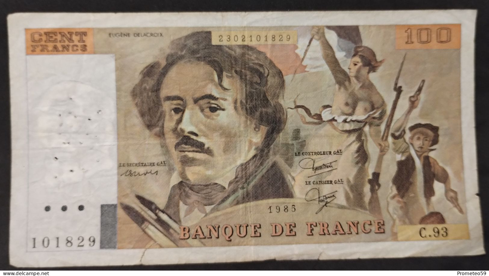 Francia – Billete Banknote De 100 Francs – 1985 - 100 F 1978-1995 ''Delacroix''