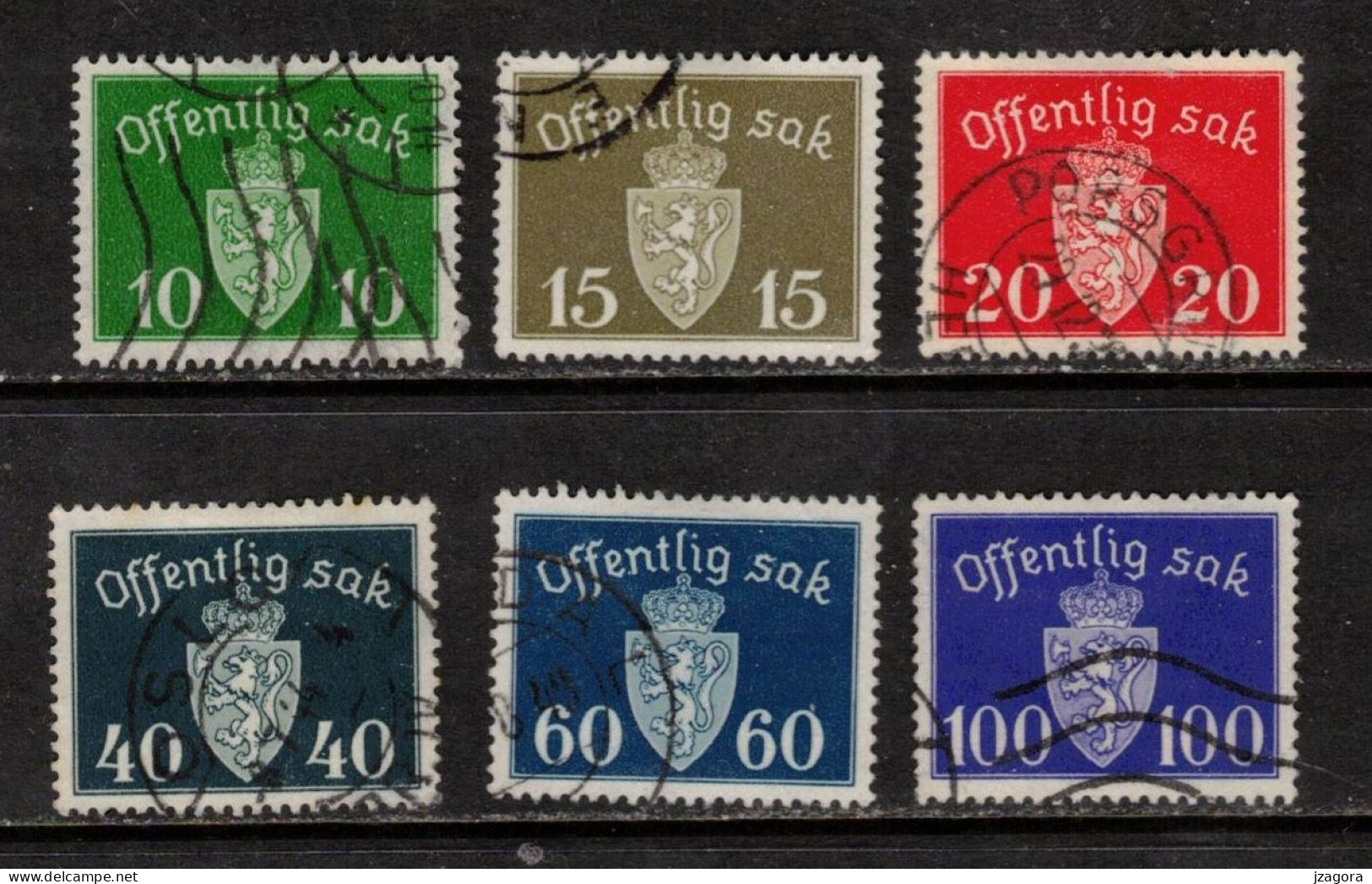 NORWAY NORGE NORWEGEN NORVÈGE 1939 - 1945 MI  35 36 37 41 42 43 OFF.SAK.  DIENSTMARKEN COAT OF ARMS STAATSWAPPEN USED - Dienstzegels