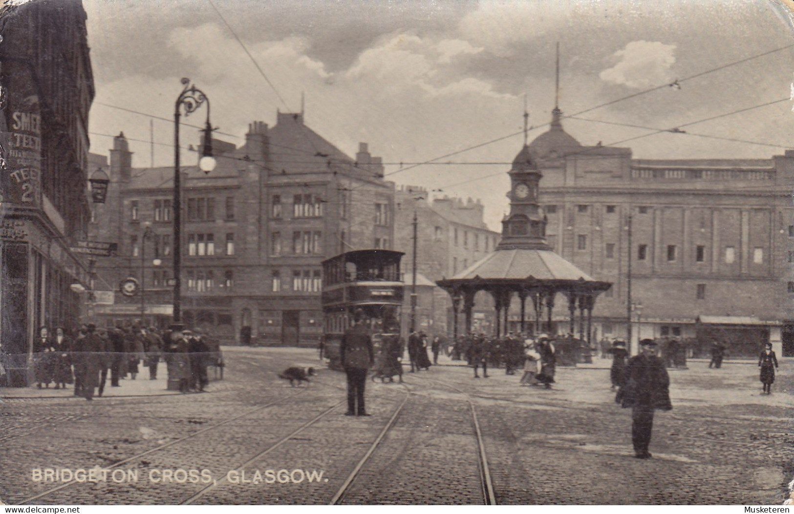 United Kingdom PPC Scotland Bridgeton Cross, Glasgow Tram Tramways (2 Scans) - Lanarkshire / Glasgow