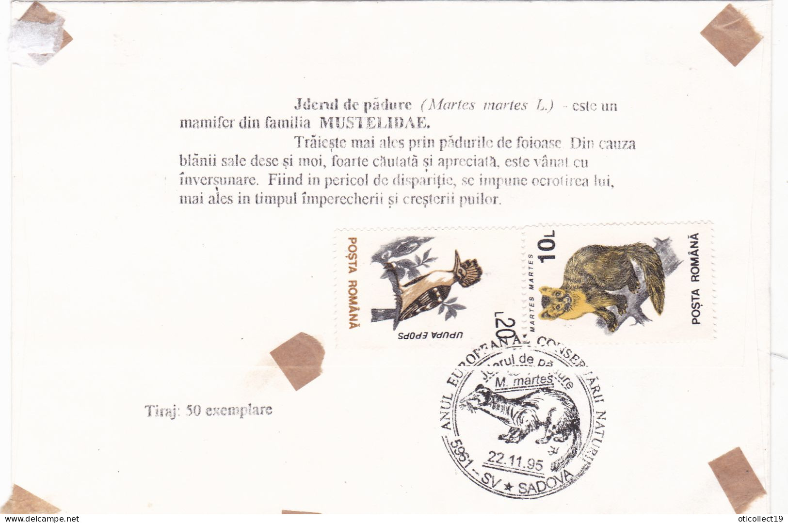 THE WOOD MARKET,SPECIAL COVER AND PMK RARE 1995, ROMANIA - Rodents