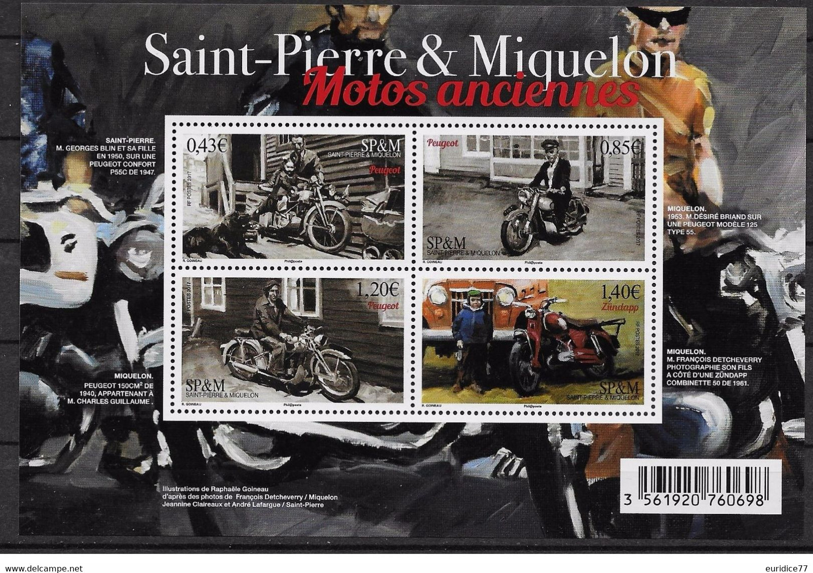 Saint Pierre & Miquelon 2017 - Motos Anciennes Souvenir Sheet Mnh - Neufs