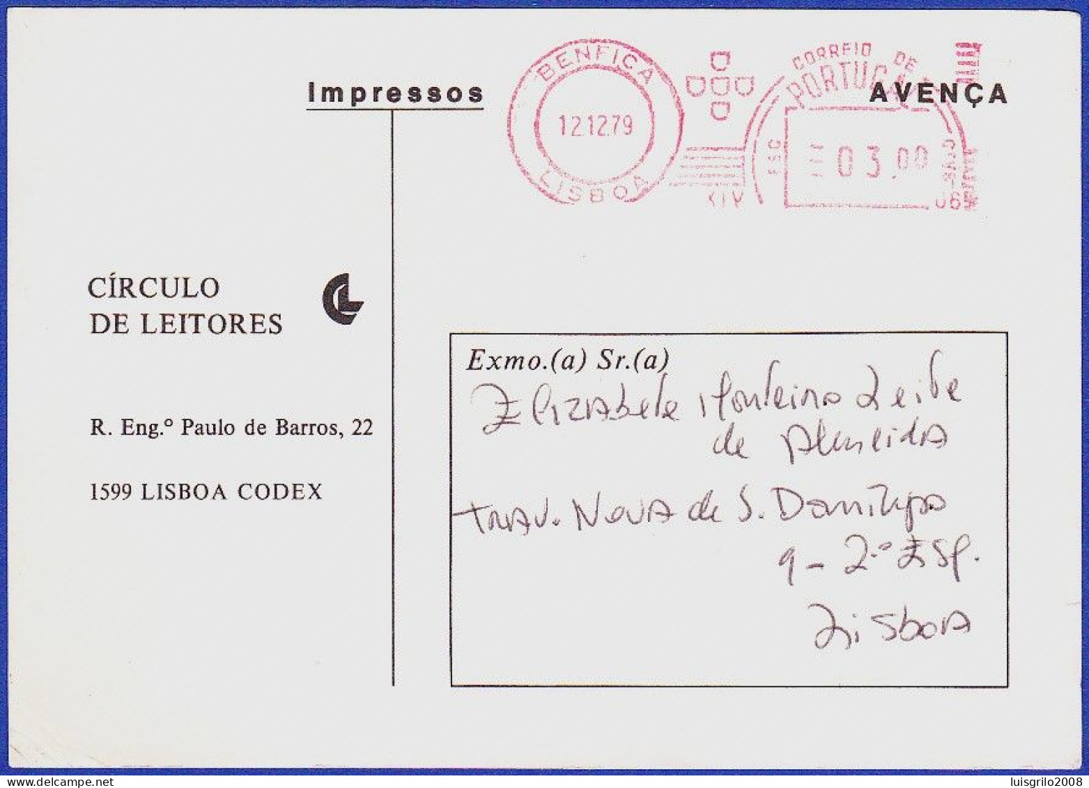 Cover - Mechanical Franchise -|- Benfica. Lisboa. 1979 - Covers & Documents