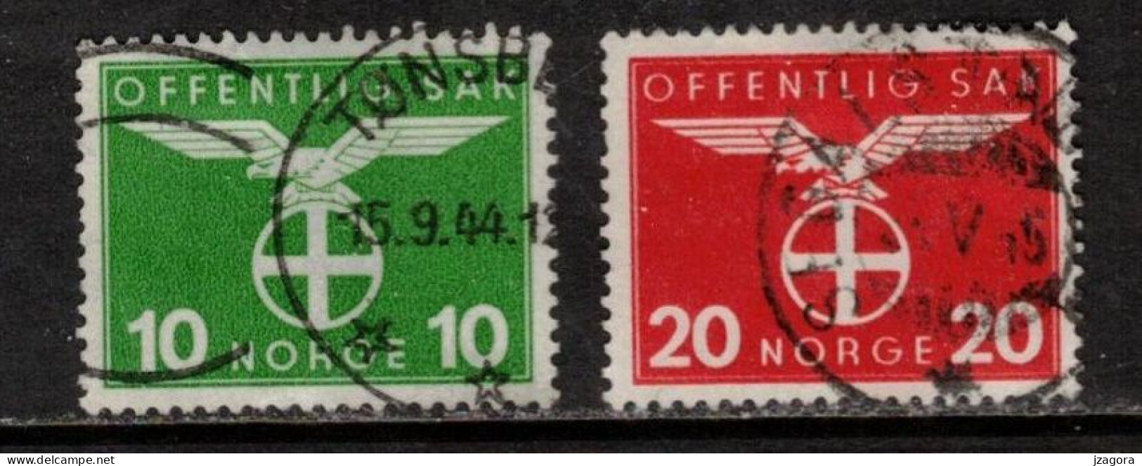 NORWAY NORGE NORWEGEN NORVÈGE 1942 MI  46 48 DIENSTMARKEN OFF.SAK.  COAT OF ARMS STAATSWAPPEN USED - Dienstmarken