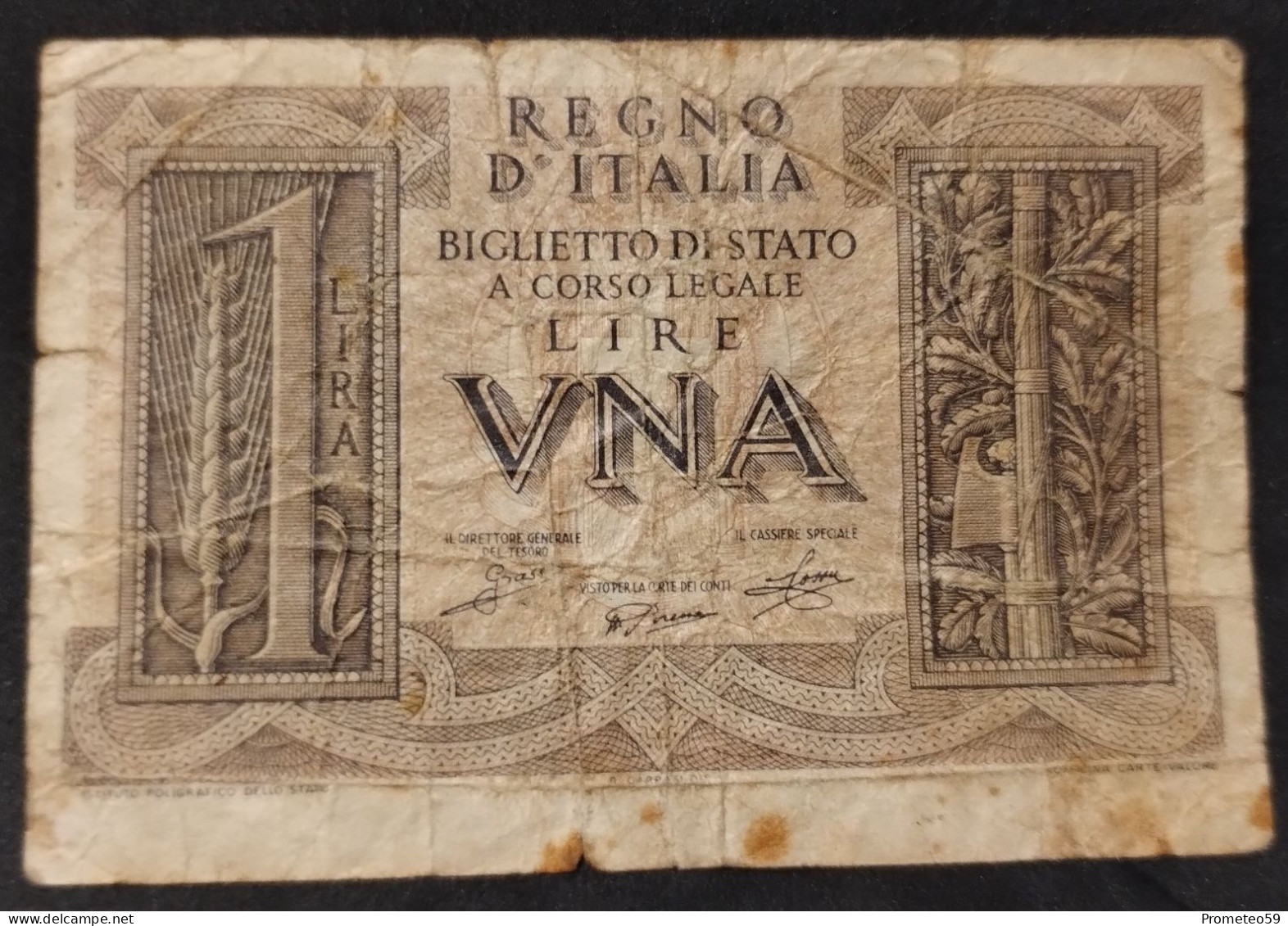 Italia – Billete Banknote De 1 Lira – 1939 - Italia – 1 Lira