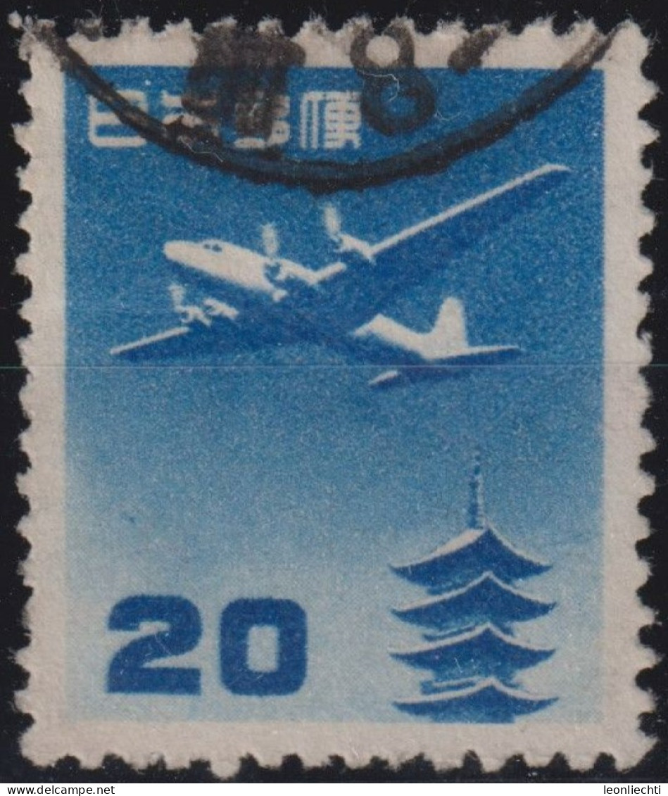 1952 Japan-Nippon Air Mail ° Mi:JP 597A, Sn:JP C26, Yt:JP PA23, Douglas DC-4 Over The Horyu-ji Pagoda, Nara 20¥ - Usati