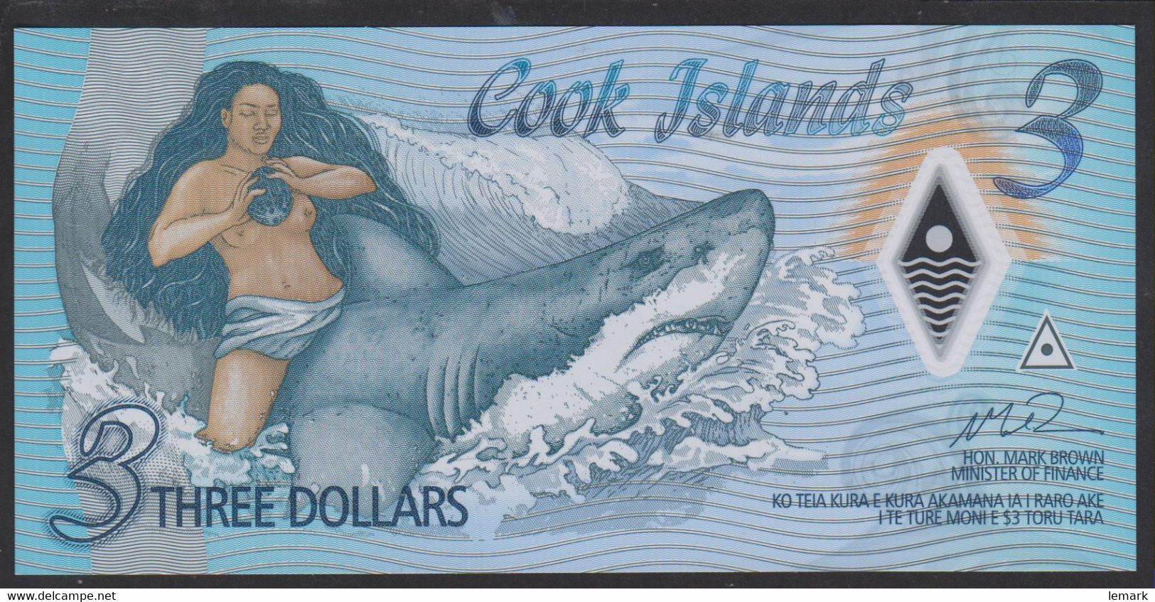 Cook Islands 3 Dollar 2021 P11 UNC - Isole Cook