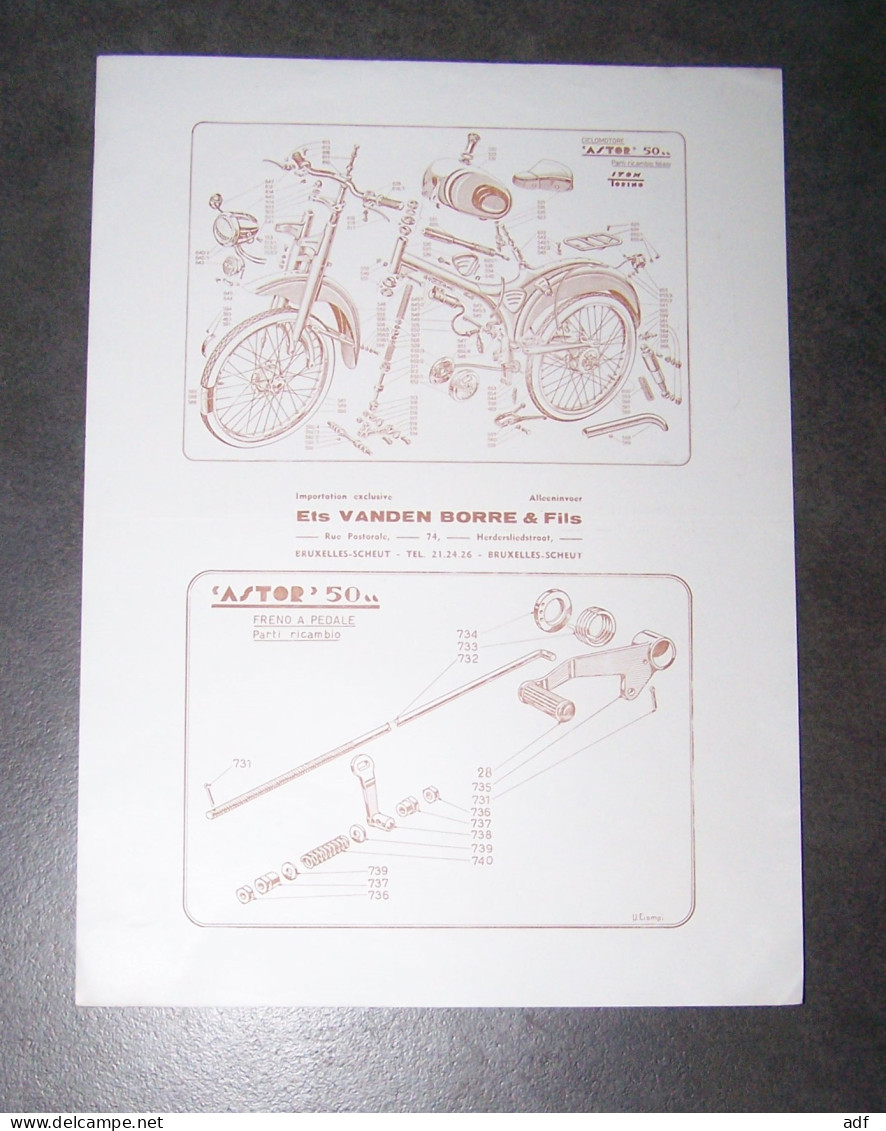 TARIF ET VUES ECLATEES CYCLO MOTEUR CYCLOMOTEUR ITOM ASTOR 50 CICLOMOTORE - Motos