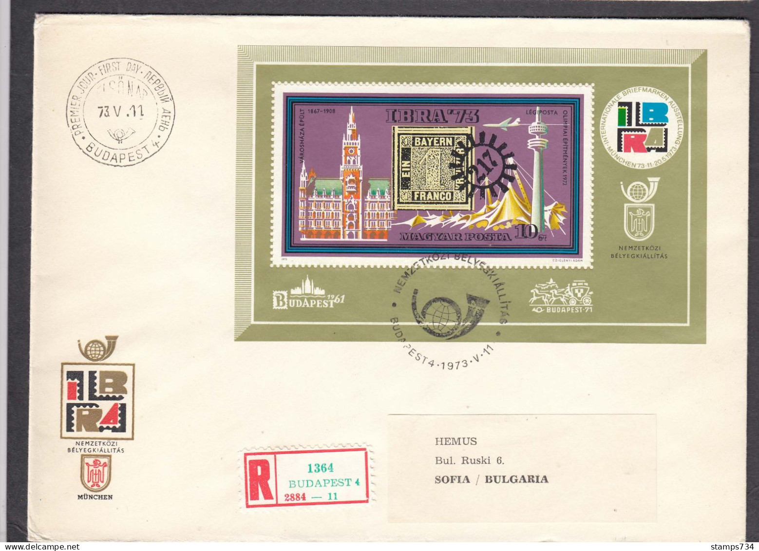 Hungary 1973 - Stamps Exhibition IBRA'73, Mi-Nr. Block 97, FDC - FDC