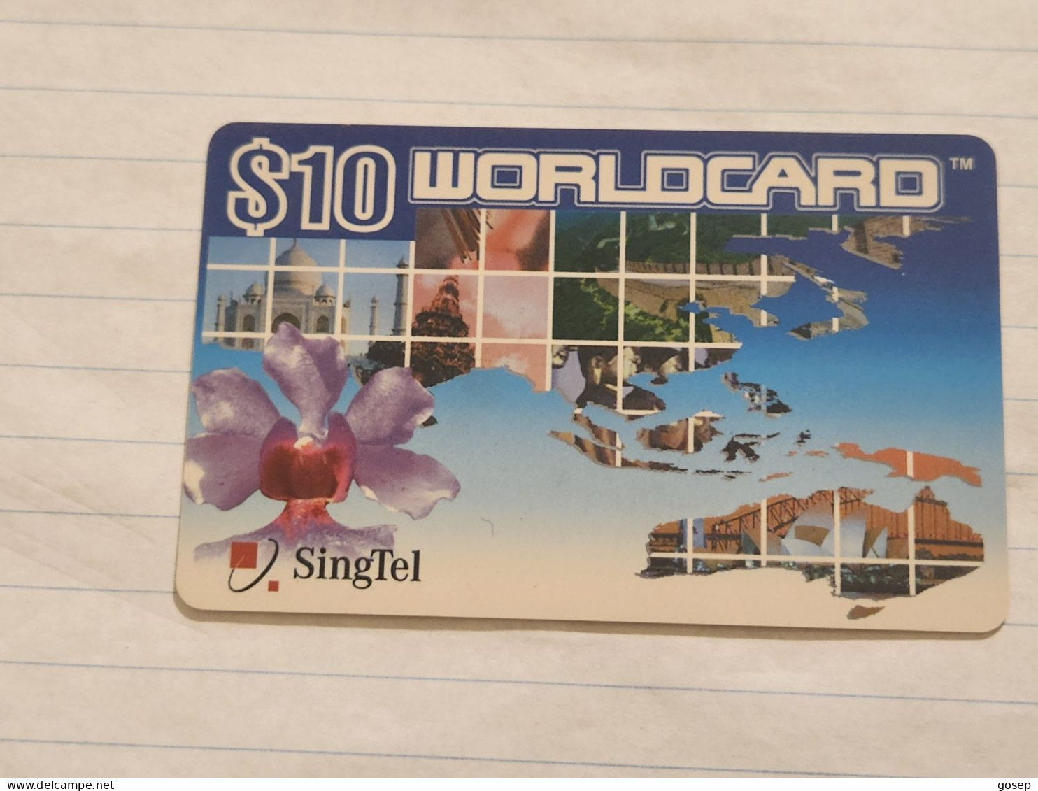 SINGAPORE-(SG-Prepay-324a)-worldcard-06-(193)(9289-3460-7053)($10)(GMN14387)-(12/07)-used Card+1card Prepiad Free - Singapour