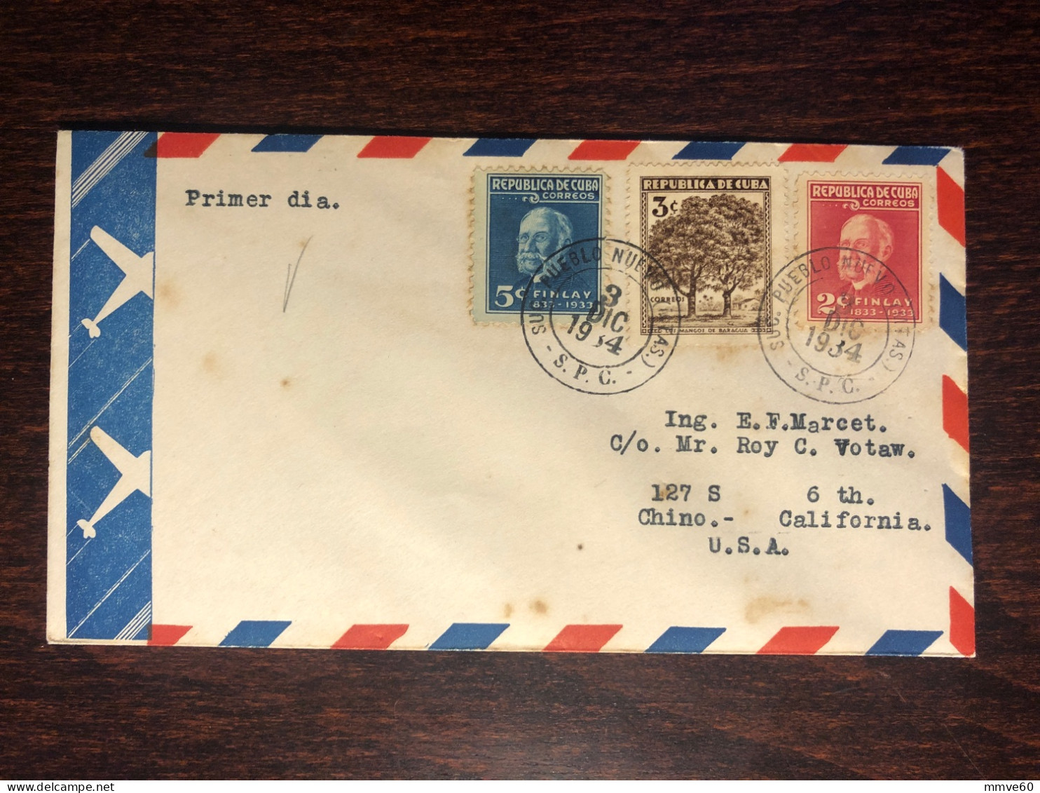 CUBA TRAVELLED COVER LETTER TO USA 1934 YEAR FINLAY YELLOW FEWER HEALTH MEDICINE - Storia Postale