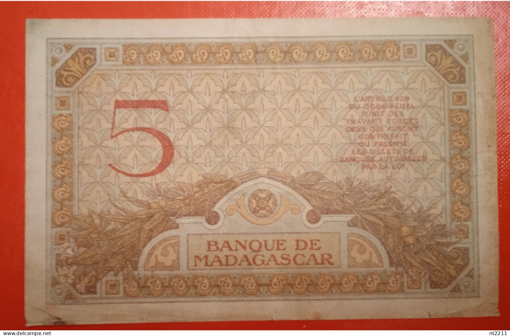 Banknote 5 Francs Madagascar 1937 - Madagascar