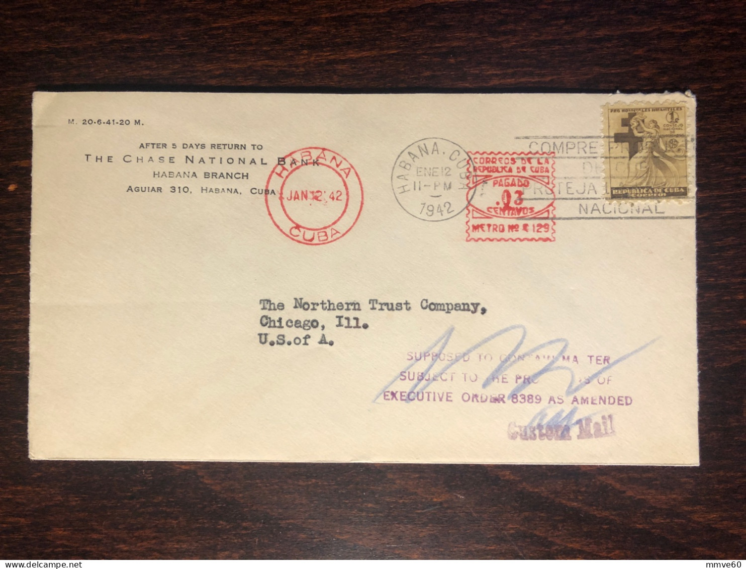 CUBA TRAVELLED COVER SPECIAL CANCEL LETTER TO USA 1942 YEAR TUBERCULOSIS TBC  HEALTH MEDICINE - Covers & Documents