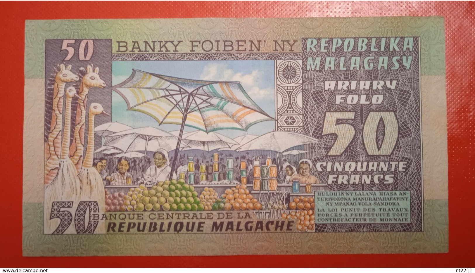 Banknote 50 Francs Madagascar UNC 1974 - Madagaskar