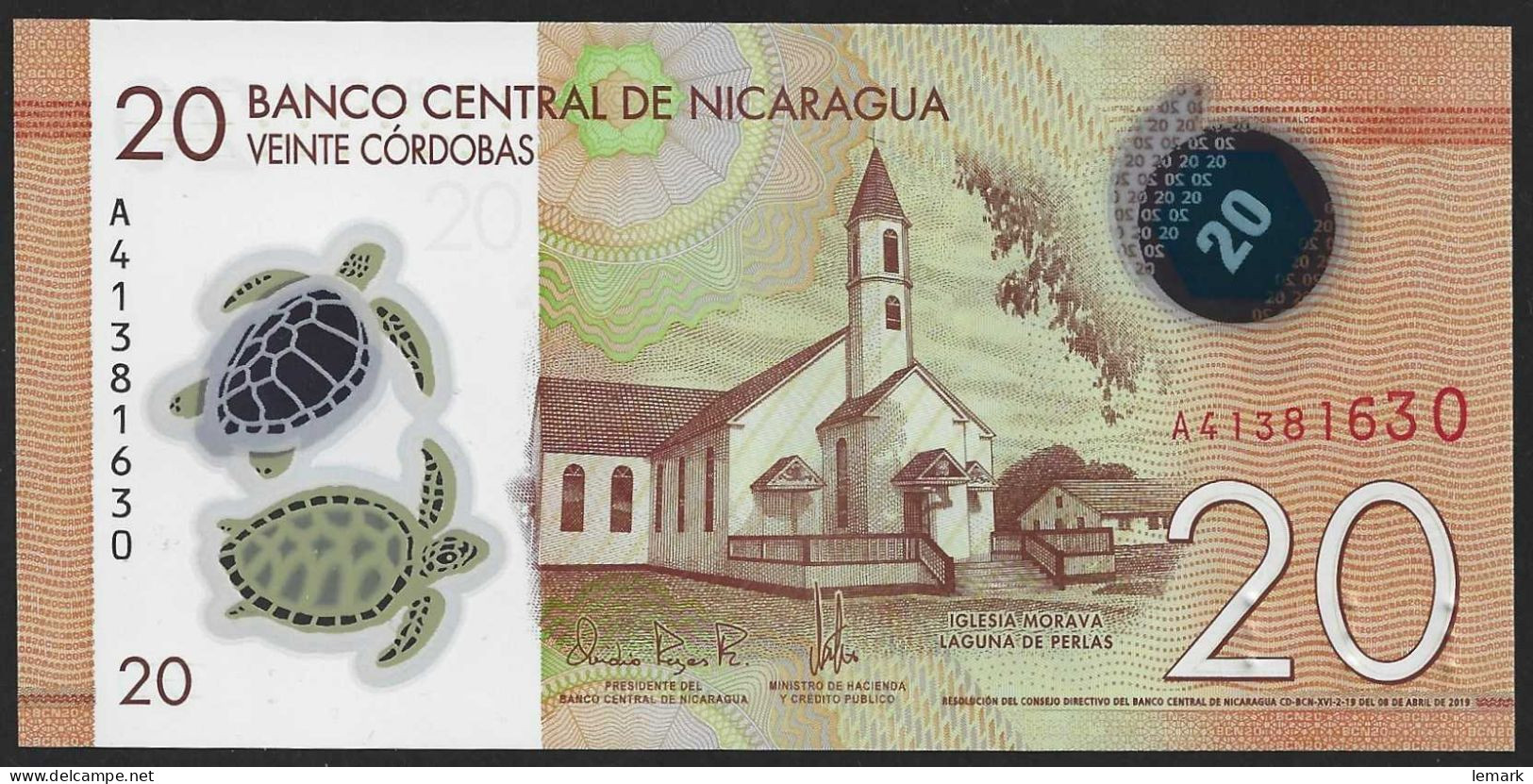 Nicaragua 20 Cordobas 2019 P210 A UNC - Nicaragua