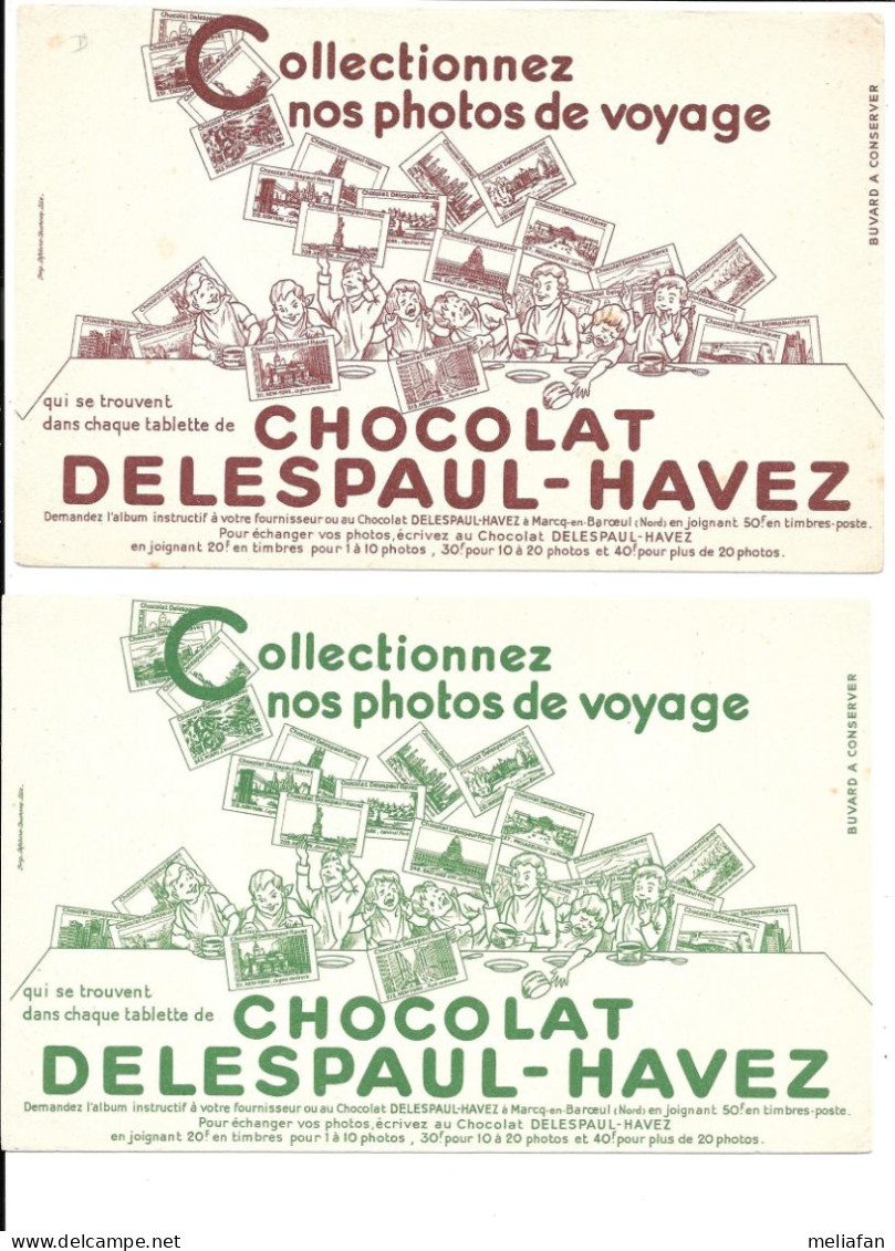 GF2361 - 5 BUVARDS CHOCOLAT DELESPAUL HAVEZ - COLLECTION DES PHOTOS POUR ALBUMS VOAYGES - Chocolade En Cacao