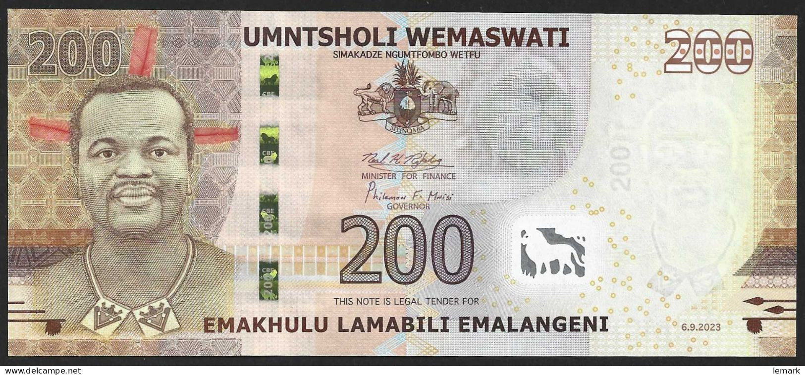 Swaziland 200 Emalangeni 2023 P45 UNC - Swasiland