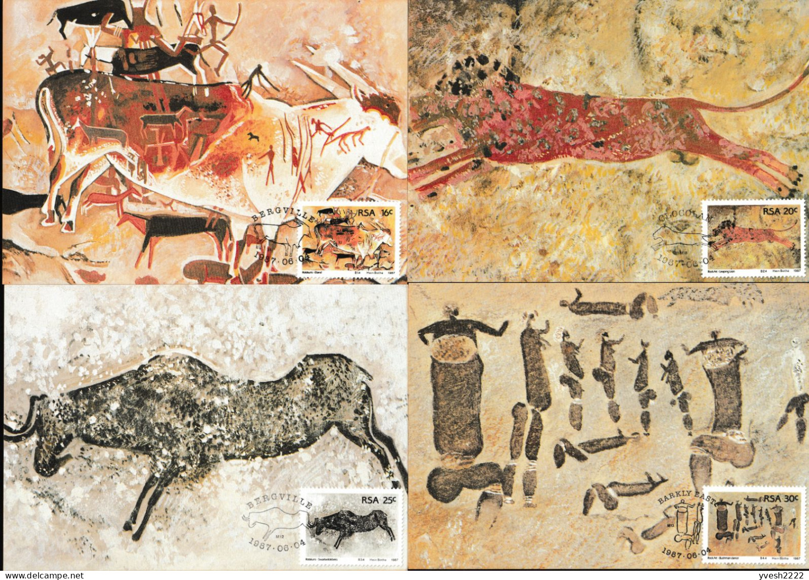Afrique Du Sud 1987 Y&T 623 à 626. 4 CM. Préhistoire, Peintures Rupestres - Vor- Und Frühgeschichte