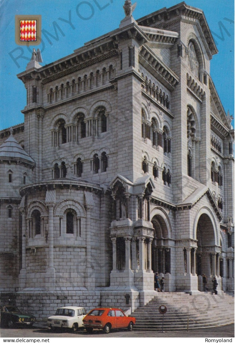 CARTOLINA  PRINCIPAUTE DE MONACO-LA CATHEDRALE,INAUGUREE EN 1875 DEDIEE A L'IMMACULE CONCEPTION-VIAGGIATA - Kathedraal Van Onze-Lieve-Vrouw Onbevlekt Ontvangen