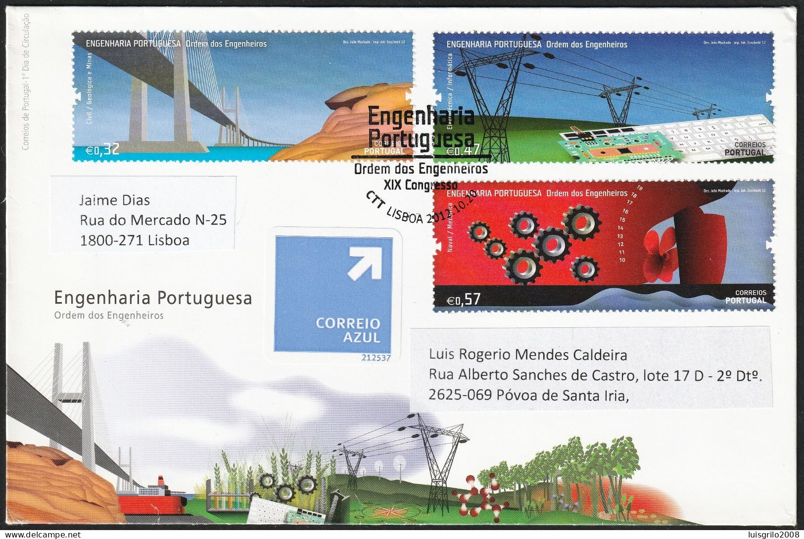 Cover - Engenharia Portuguesa. Ordem Dos Engenheiros -|- Stamps Mundifil - 4283 + 4284 + 4285 - Cartas & Documentos