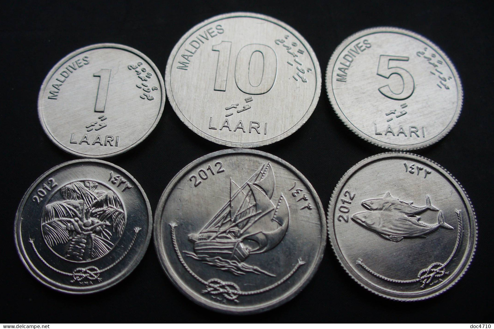 Maldives 1,5,10 Laari 2012-AH1433, Set 3, KM#92-95, Unc - Malediven