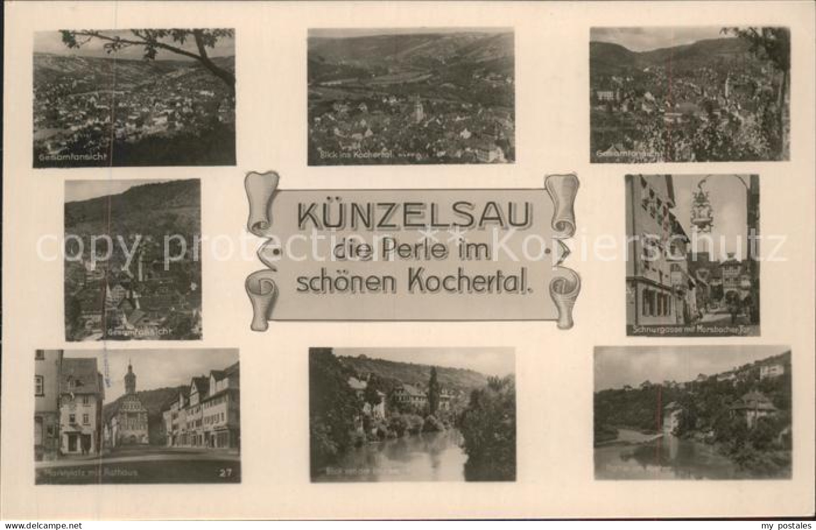 41577327 Kuenzelsau Total Kochertal Schnurgasse Rathaus Marktplatz Kocher Kuenze - Kuenzelsau