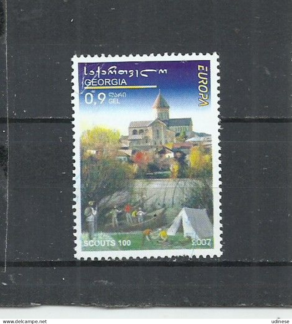 GEORGIA 2008 - EUROPA  - SCOUTS NEAR RIVER AND CASTLE - POSTALLY USED OBLITERE GESTEMPELT USADO - 2008