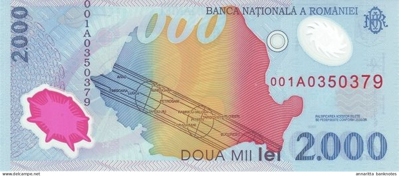 Romania 2000 Lei 1999, Prefix 001A  UNC (P-111b, B-272a) - Roumanie