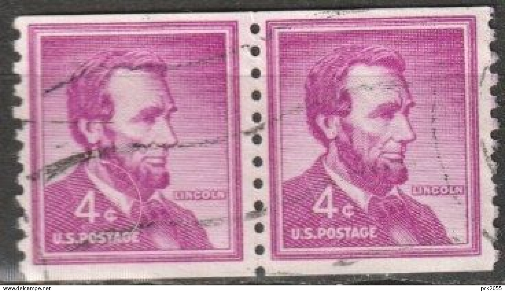 USA 1954  Mi-Nr.657 Paar O Gestempelt Rollenmarke Abraham Lincoln ( U 59) Günstige Versandkosten - Ruedecillas