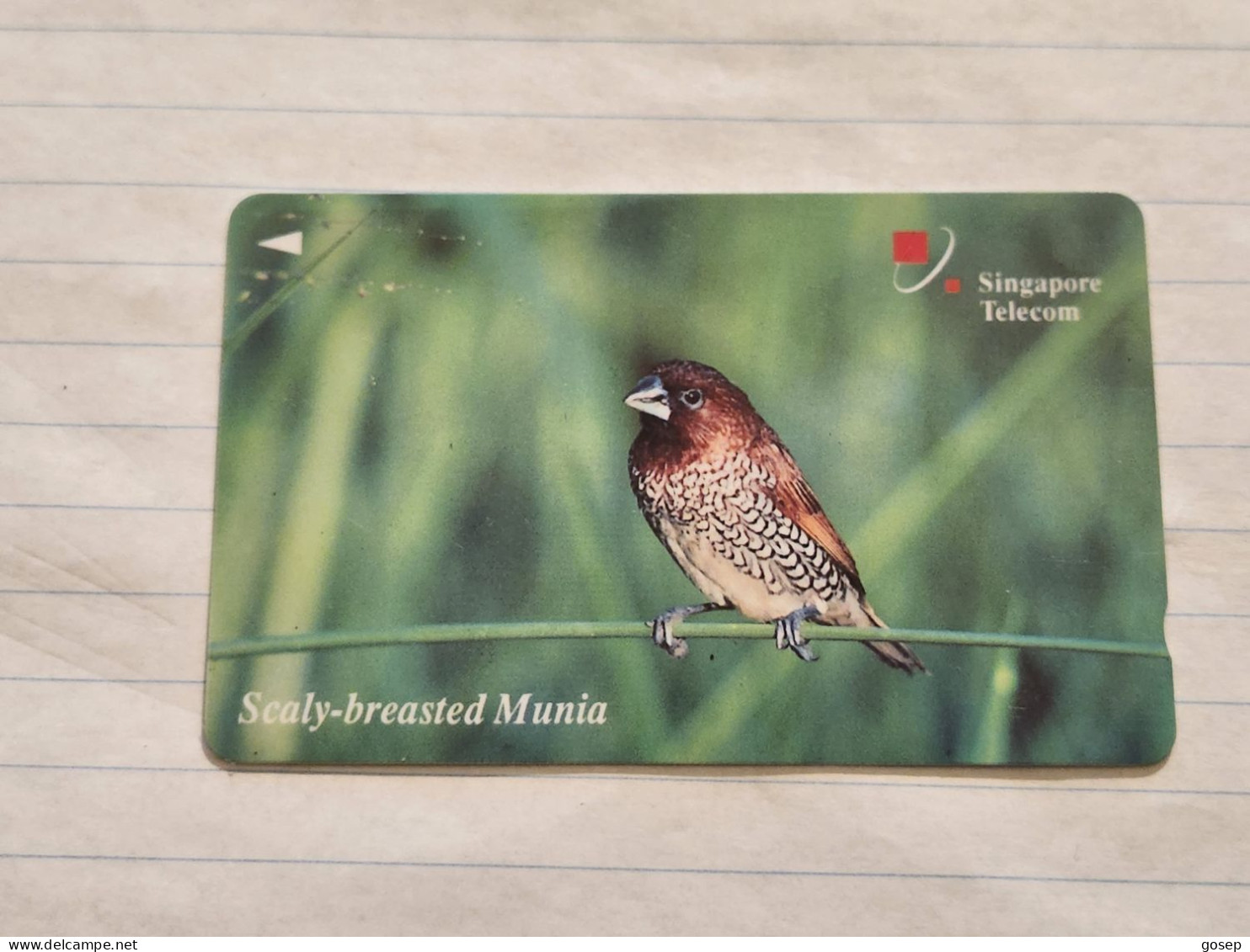 SINGAPORE-(24SIGA)-Scaly Breasted Munia-(195)(24SIGA-047194)($10)(tirage-157.000)-(1/93)-used Card+1card Prepiad Free - Singapour