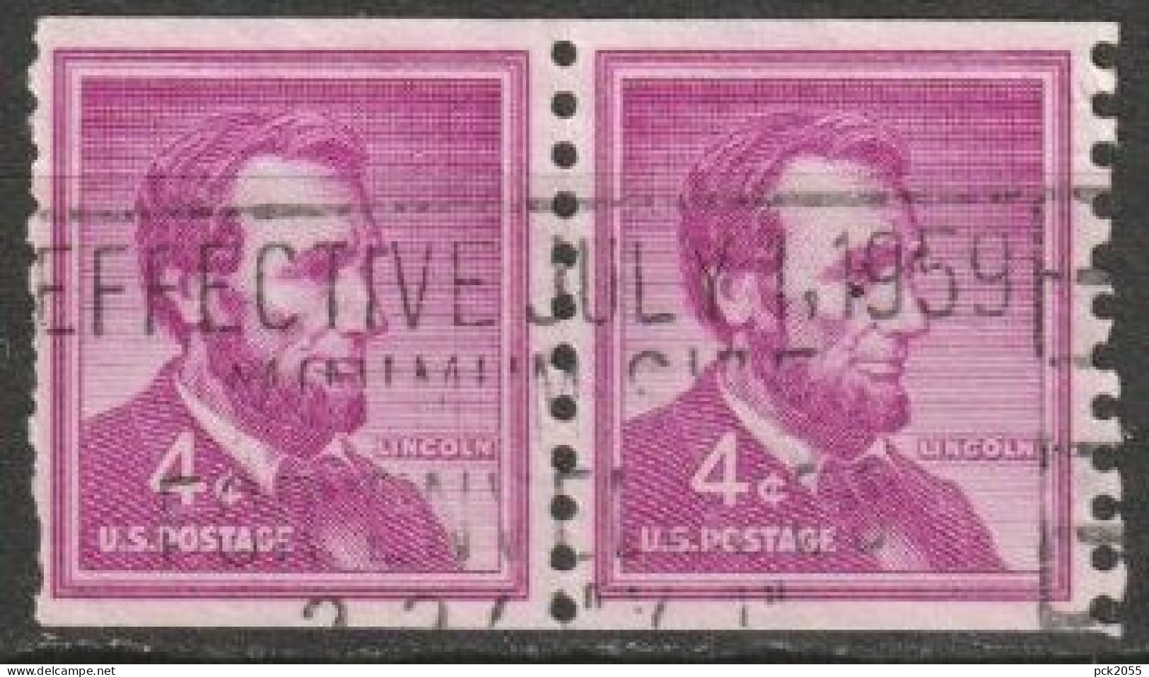 USA 1954  Mi-Nr.657 Paar O Gestempelt Rollenmarke Abraham Lincoln ( U 61) Günstige Versandkosten - Roulettes