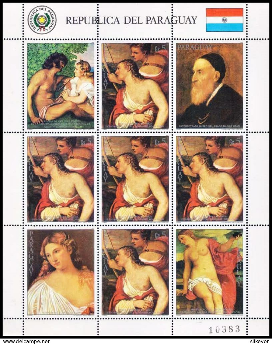 NUDES BY TITIAN-STAMPS-1985-PARAGUAY-YVERT 2200, SCOTT 2163, MICHELL 3939-MNH- - Desnudos