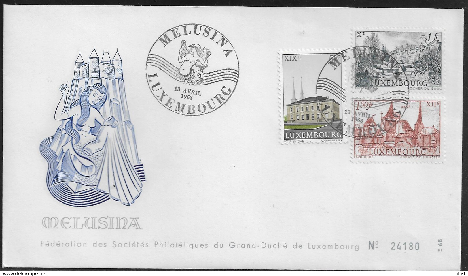 Luxembourg.   International Philatelic Exhibition "MELISINA". Millenary Of City Of Luxembourg. Stamps Sc. 389,391,398. - Lettres & Documents