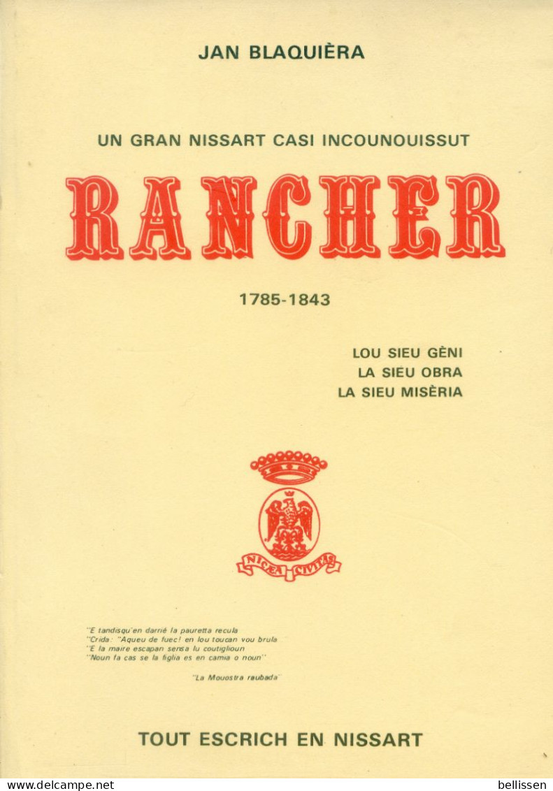 Rancher Un Gran Nissart ... Par Jan BLAQUIERA Ed. Bernard De Gourcez Sd Tout Escrtit En Nissart, NICE ALPES-MARITIMES - Côte D'Azur